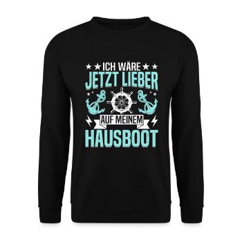 Houseboat captain Boat owner Boat license for - Unisex Sweatshirt - black - Front - Alina (178cm) & Michal (187cm)