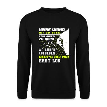 Klettern bouldern lustiges Motiv Kletterer - Unisex Pullover - Schwarz - Vorne - Alina (178cm) & Michal (187cm)