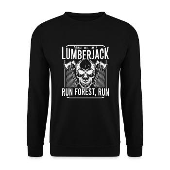 Forester Funny Lumberjack Saying Skull Axe - Unisex Sweatshirt - black - Front - Alina (178cm) & Michal (187cm)