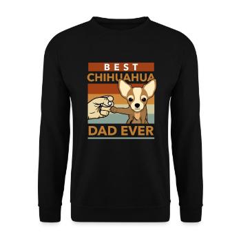 Chihuahua Spruch Dad Herrchen Geschenk Vatertag - Unisex Pullover - Schwarz - Vorne - Alina (178cm) & Michal (187cm)