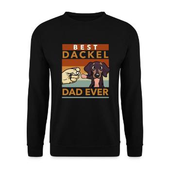 Dackel Herrchen Geschenk Vatertag Hundebesitzer - Unisex Pullover - Schwarz - Vorne - Alina (178cm) & Michal (187cm)
