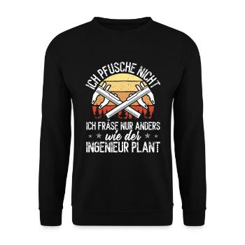 Cutting machine operator training Profession machinist - Unisex Sweatshirt - black - Front - Alina (178cm) & Michal (187cm)