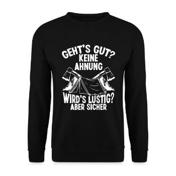 Bushcraft Outfit Bushcrafting Knife Survival Camp - Unisex Sweatshirt - black - Front - Alina (178cm) & Michal (187cm)