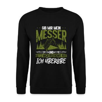 Tenue de bushcraft Survie Camping Bushcrafting - Sweat-shirt Unisexe - noir - Devant - Alina (178cm) & Michal (187cm)