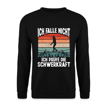 Slackline Board Indoor Slacklining Set Slackliner - Unisex Sweatshirt - black - Front - Alina (178cm) & Michal (187cm)