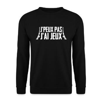 j'peux pas j'ai jeux tour eiffel Paris - Sweat-shirt Unisexe - noir - Devant - Alina (178cm) & Michal (187cm)