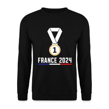 j'peux pas j'ai jeux tour eiffel France - Sweat-shirt Unisexe - noir - Devant - Alina (178cm) & Michal (187cm)