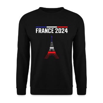j'peux pas j'ai jeux tour eiffel France - Sweat-shirt Unisexe - noir - Devant - Alina (178cm) & Michal (187cm)