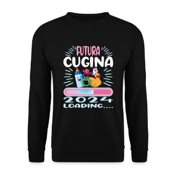 größeCousine werden Cousine 2024 - Unisex Pullover - Schwarz - Vorne - Alina (178cm) & Michal (187cm)