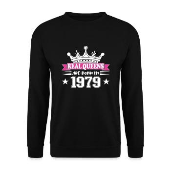 45 Years Old Birthday 1979 Birthday - Unisex Sweatshirt - black - Front - Alina (178cm) & Michal (187cm)