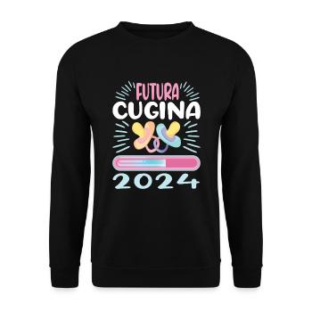 Become a cousin in 2024 - Unisex Sweatshirt - black - Front - Alina (178cm) & Michal (187cm)