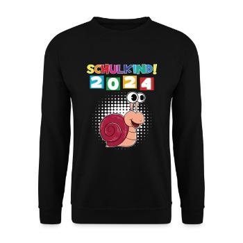 Schulkind 2024 Einschulung Schulanfang - Unisex Pullover - Schwarz - Vorne - Alina (178cm) & Michal (187cm)