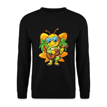 Lustige Biene Cartoon Sommer Strand Sonnenbrille Gitarre - Unisex Pullover - Schwarz - Vorne - Alina (178cm) & Michal (187cm)