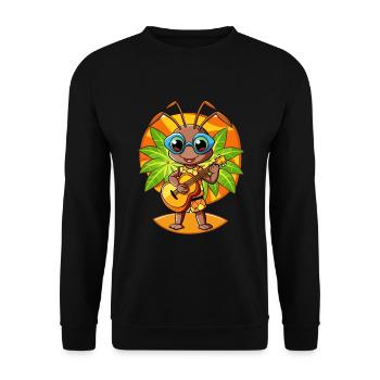 Funny Ant Cartoon Summer Beach Sunglasses Guitar - Unisex Sweatshirt - black - Front - Alina (178cm) & Michal (187cm)