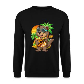 Funny Beaver Cartoon Summer Beach Sunglasses - Unisex Sweatshirt - black - Front - Alina (178cm) & Michal (187cm)