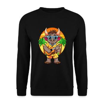 Lunettes de soleil de plage d’été Funny Buffalo Cartoon - Sweat-shirt Unisexe - noir - Devant - Alina (178cm) & Michal (187cm)