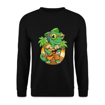 Lustige Chamäleon Cartoon Sommer Strand Sonnenbrille - Unisex Pullover - Schwarz - Vorne - Alina (178cm) & Michal (187cm)