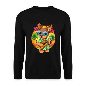 Funny Deer Cartoon Summer Beach Sunglasses Guitar - Unisex Sweatshirt - black - Front - Alina (178cm) & Michal (187cm)