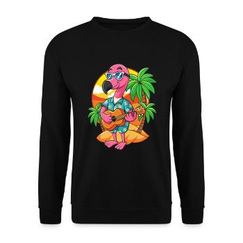 Lustige Flamingo Cartoon Sommer Strand Sonnenbrille - Unisex Pullover - Schwarz - Vorne - Alina (178cm) & Michal (187cm)