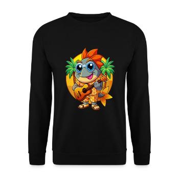 Drôle Poisson Dessin Animé Plage D’été Lunettes De Soleil Guitare - Sweat-shirt Unisexe - noir - Devant - Alina (178cm) & Michal (187cm)