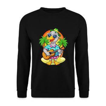 Funny Goose Cartoon Summer Beach Sunglasses Guitar - Unisex Sweatshirt - black - Front - Alina (178cm) & Michal (187cm)