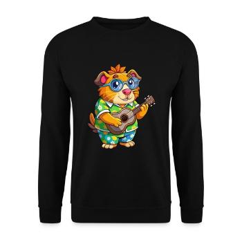 Lustige Meerschweinchen Cartoon Sommer Strand Sonnenbrille - Unisex Pullover - Schwarz - Vorne - Alina (178cm) & Michal (187cm)