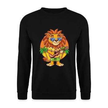 Funny Lion Cartoon Summer Beach Sunglasses Guitar - Unisex Sweatshirt - black - Front - Alina (178cm) & Michal (187cm)