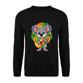 Lustige Koala Cartoon Sommer Strand Sonnenbrille Gitarre - Unisex Pullover - Schwarz - Vorne - Alina (178cm) & Michal (187cm)