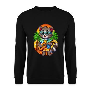 Lustige Waschbär Cartoon Sommer Strand Sonnenbrille - Unisex Pullover - Schwarz - Vorne - Alina (178cm) & Michal (187cm)