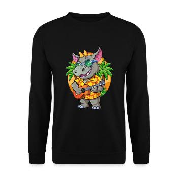 Drôle Rhino Dessin Animé Plage D’été Lunettes De Soleil Guitare - Sweat-shirt Unisexe - noir - Devant - Alina (178cm) & Michal (187cm)