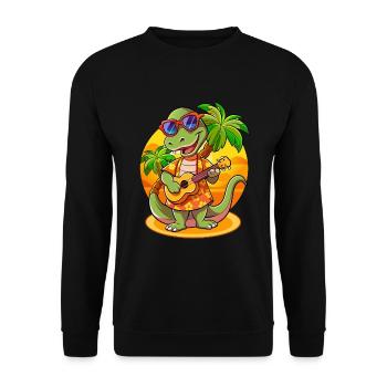Lustige Schlange Cartoon Sommer Strand Sonnenbrille Gitarre - Unisex Pullover - Schwarz - Vorne - Alina (178cm) & Michal (187cm)