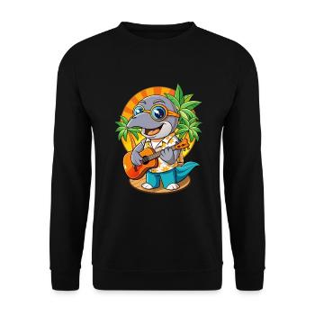 Lustige Delphin Cartoon Sommer Strand Sonnenbrille - Unisex Pullover - Schwarz - Vorne - Alina (178cm) & Michal (187cm)