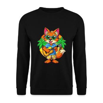 Drôle de renard dessin animé d’été plage lunettes de soleil guitare - Sweat-shirt Unisexe - noir - Devant - Alina (178cm) & Michal (187cm)