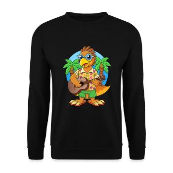 Lustige Falke Cartoon Sommer Strand Sonnenbrille Gitarre - Unisex Pullover - Schwarz - Vorne - Alina (178cm) & Michal (187cm)