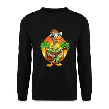Drôle d’autruche dessin animé plage d’été lunettes de soleil - Sweat-shirt Unisexe - noir - Devant - Alina (178cm) & Michal (187cm)