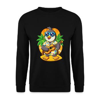 Funny Penguin Cartoon Summer Beach Sunglasses - Unisex Sweatshirt - black - Front - Alina (178cm) & Michal (187cm)