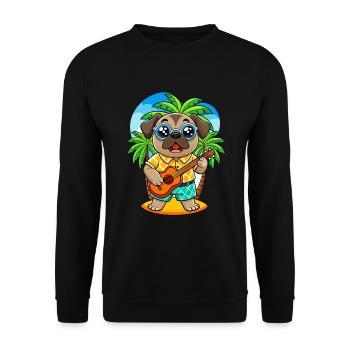Funny Pug Dog Cartoon Summer Beach Sunglasses - Unisex Sweatshirt - black - Front - Alina (178cm) & Michal (187cm)