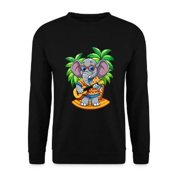 Funny Elephant Cartoon Summer Beach Sunglasses - Unisex Sweatshirt - black - Front - Alina (178cm) & Michal (187cm)
