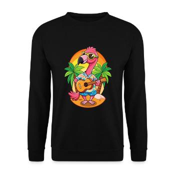 Lustige Flamingo Cartoon Sommer Strand Sonnenbrille - Unisex Pullover - Schwarz - Vorne - Alina (178cm) & Michal (187cm)