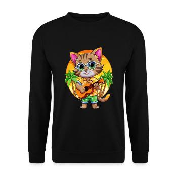 Lustige Kätzchen Cartoon Sommer Strand Sonnenbrille - Unisex Pullover - Schwarz - Vorne - Alina (178cm) & Michal (187cm)