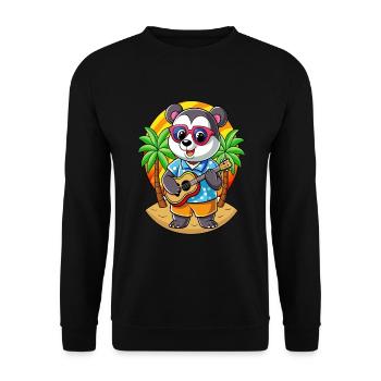 Drôle Panda Dessin Animé Plage D’été Lunettes De Soleil Guitare - Sweat-shirt Unisexe - noir - Devant - Alina (178cm) & Michal (187cm)
