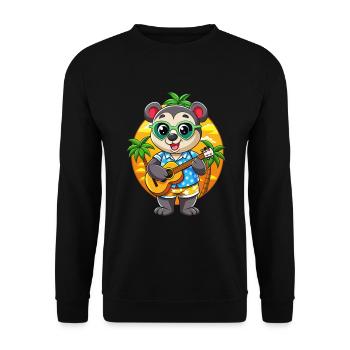 Drôle Panda Dessin Animé Plage D’été Lunettes De Soleil Guitare - Sweat-shirt Unisexe - noir - Devant - Alina (178cm) & Michal (187cm)