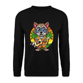 Lustige Waschbär Cartoon Sommer Strand Sonnenbrille - Unisex Pullover - Schwarz - Vorne - Alina (178cm) & Michal (187cm)