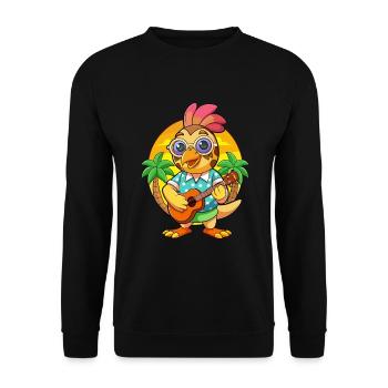 Lustige Wachtel Cartoon Sommer Strand Sonnenbrille Gitarre - Unisex Pullover - Schwarz - Vorne - Alina (178cm) & Michal (187cm)