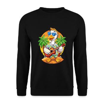 Funny Swan Cartoon Summer Beach Sunglasses Guitar - Unisex Sweatshirt - black - Front - Alina (178cm) & Michal (187cm)