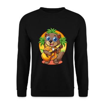 Funny Beaver Cartoon Summer Beach Sunglasses - Unisex Sweatshirt - black - Front - Alina (178cm) & Michal (187cm)