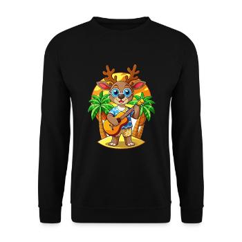 Funny Deer Cartoon Summer Beach Sunglasses Guitar - Unisex Sweatshirt - black - Front - Alina (178cm) & Michal (187cm)