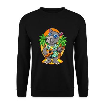 Lustige Tapir Sommer Strand Sonnenbrille Hawaiianisch - Unisex Pullover - Schwarz - Vorne - Alina (178cm) & Michal (187cm)