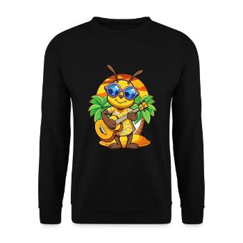 Lustige Biene Cartoon Sommer Strand Sonnenbrille Gitarre - Unisex Pullover - Schwarz - Vorne - Alina (178cm) & Michal (187cm)