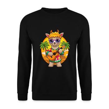 Lunettes de soleil de plage d’été de dessin animé d’alpaga drôle - Sweat-shirt Unisexe - noir - Devant - Alina (178cm) & Michal (187cm)